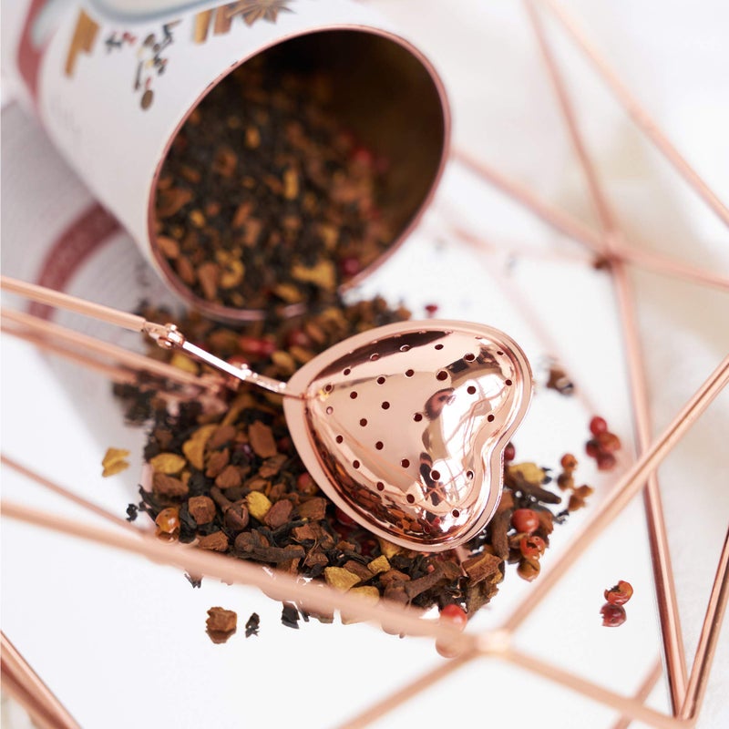 Pinky Up Heart Shaped Tea Ball, Reusable Loose Leaf Tea Infuser, Brew Tea with Ease, Stainless Steel, Rose Gold - Image 5